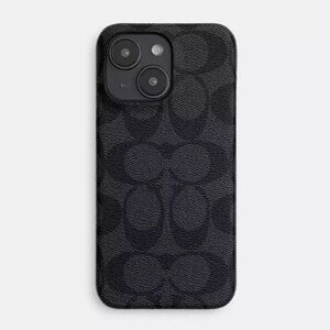 COACH iPhone 15 Pro Max Case in Black Signature Canvas Pattern